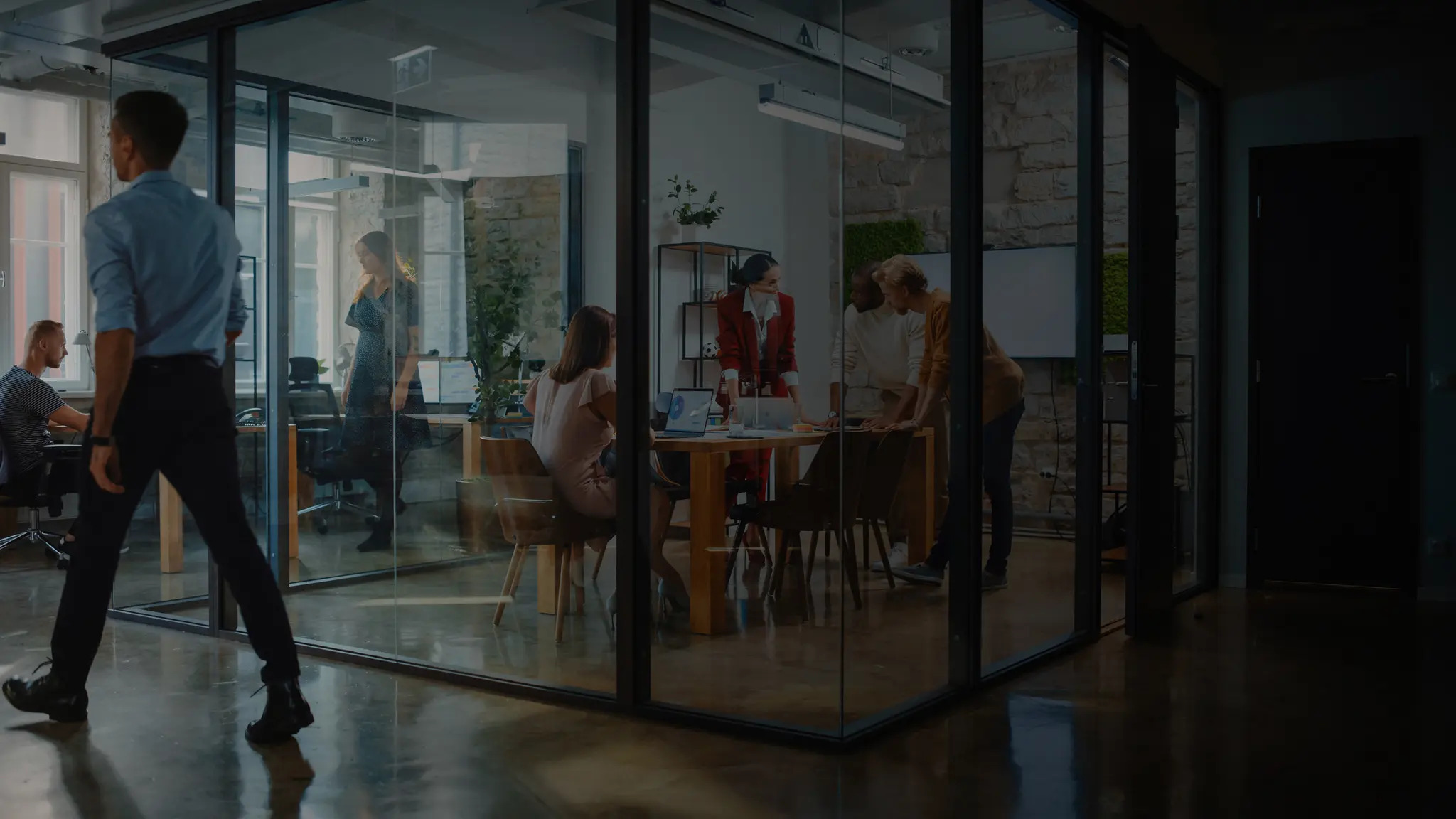 executives having a business meeting with a client