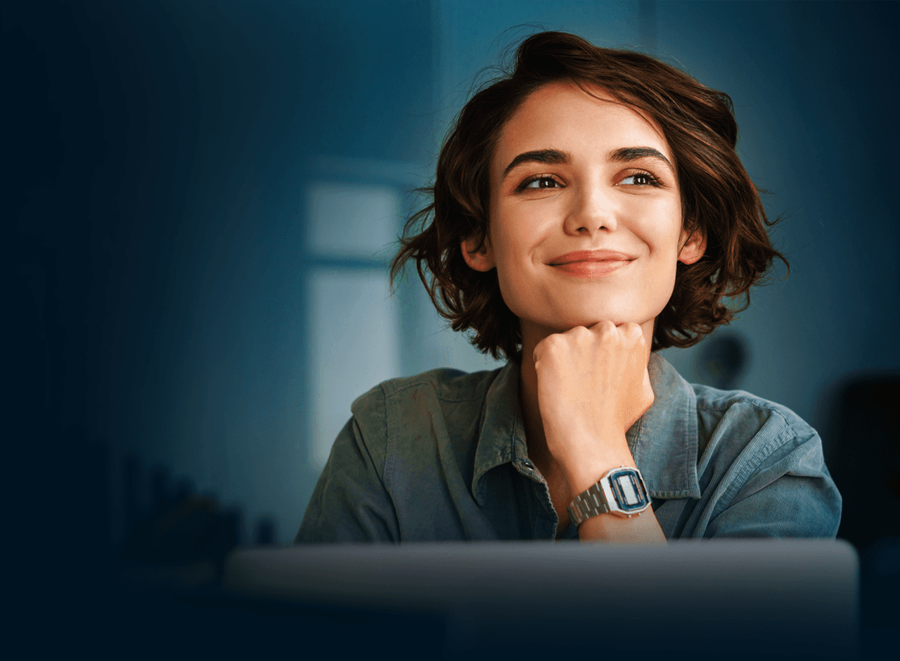 woman with a positive demeanor is smiling