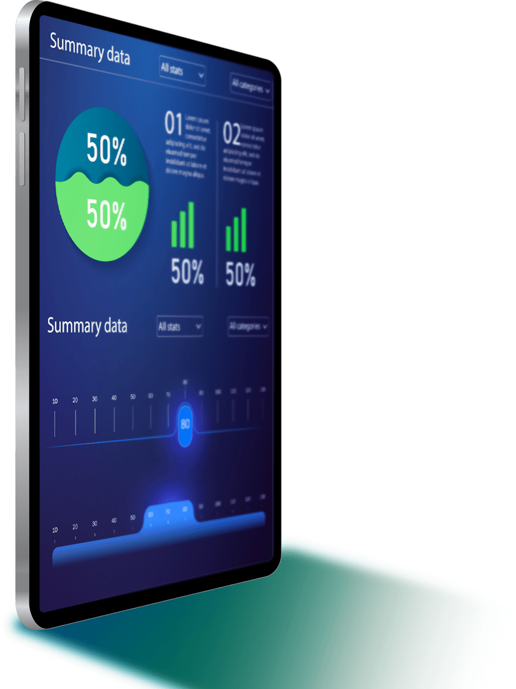 Tablet with statistics