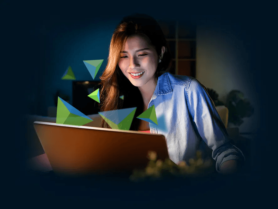girl in front of a laptop screen