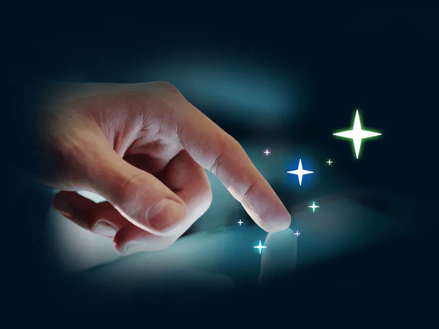 index finger touching a screen